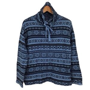 CHAPS Women’s Indigo Blue‎ Fair Isle Cowl Neck Sweater M